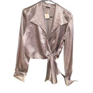 NWT Judy Knapp California Vintage Shiny Snakeskin Print SideTied Top Size 
Large